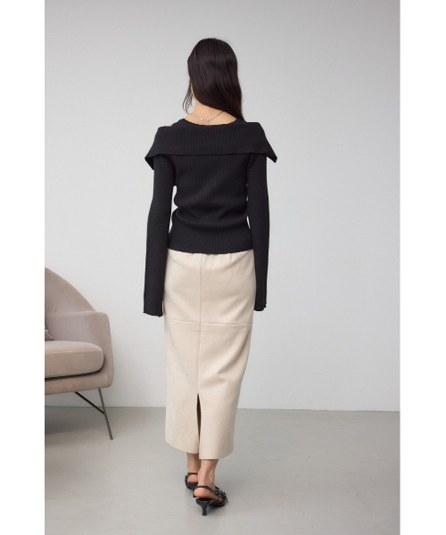 AZUL by moussy(アズールバイマウジー)の「フェイクスエード/フェイクレザータイトスカート 秋服 冬服 春服 タイトスカート ロングスカート 後ろウエストゴム(スカート・レディース・ブラック/ダークブラウン/アイボリー/ブラック系その他2・SMALL/MEDIUM)」の7枚目の写真