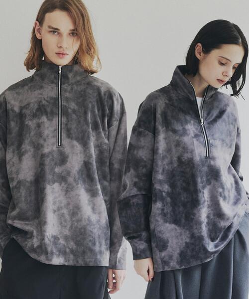 tk.TAKEO KIKUCHI（ティーケータケオキクチ）の「ヴィンテージライクプリント ハーフジッププルオーバー（Tシャツ/カットソー・メンズ・オフホワイト/グレー/ブラック/ダークブラウン・01/02/03）」の3枚目の写真