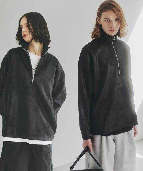 tk.TAKEO KIKUCHI（ティーケータケオキクチ）の「ヴィンテージライクプリント ハーフジッププルオーバー（Tシャツ/カットソー・メンズ・オフホワイト/グレー/ブラック/ダークブラウン・01/02/03）」の2枚目の写真