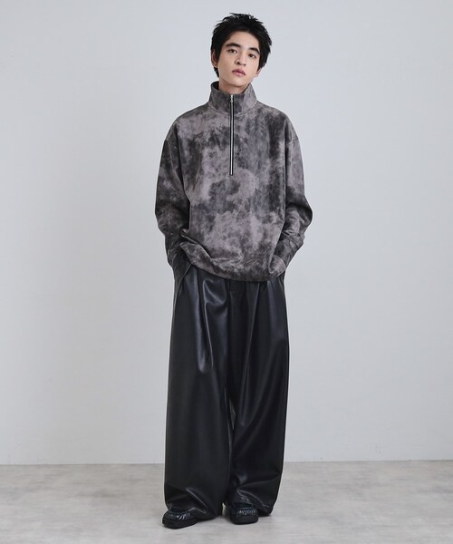 tk.TAKEO KIKUCHI（ティーケータケオキクチ）の「ヴィンテージライクプリント ハーフジッププルオーバー（Tシャツ/カットソー・メンズ・オフホワイト/グレー/ブラック/ダークブラウン・01/02/03）」の6枚目の写真