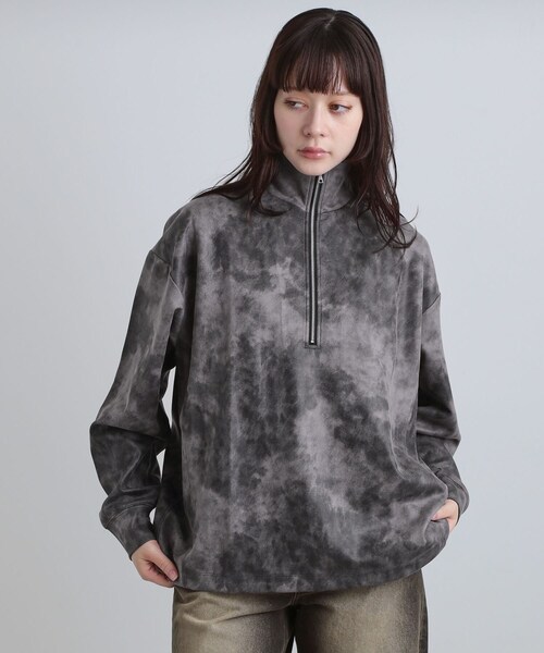 tk.TAKEO KIKUCHI（ティーケータケオキクチ）の「ヴィンテージライクプリント ハーフジッププルオーバー（Tシャツ/カットソー・メンズ・オフホワイト/グレー/ブラック/ダークブラウン・01/02/03）」の8枚目の写真