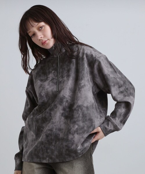 tk.TAKEO KIKUCHI（ティーケータケオキクチ）の「ヴィンテージライクプリント ハーフジッププルオーバー（Tシャツ/カットソー・メンズ・オフホワイト/グレー/ブラック/ダークブラウン・01/02/03）」の9枚目の写真