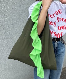 配色ナイロン フリルBigトライアングルバッグ