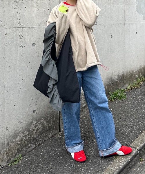 mi via loca（ミヴィアロカ）の「配色ナイロンBigフリルバッグ（トートバッグ・レディース・マスタード/カーキ/ブラック・FREE）」の17枚目の写真