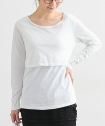 QUNTSTYLE（キュントスタイル）の「【産前・産後　授乳服】授乳しやすい　丸首長袖無地Ｔシャツ（マタニティウェア/グッズ）」