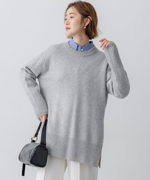 23区（ニジュウサンク）の「カシミヤブレンド サイドジップ  ニットチュニック（ニット/セーター・レディース・ベージュ系/グレー系/ライトグリーン系/ライトグレー系・38）」の2枚目の写真