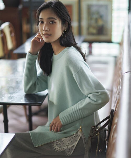 セール】カシミヤブレンド サイドジップ ニットチュニック（ニット