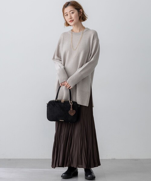 セール】カシミヤブレンド サイドジップ ニットチュニック（ニット