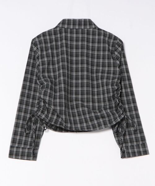 STAY MOTION（ステイモーション）の「【WEB限定】サイドシャーリング長袖チェック柄シャツ［韓国ファッション カジュアル］（シャツ/ブラウス・レディース・ブラウン/ブラック・F）」の6枚目の写真