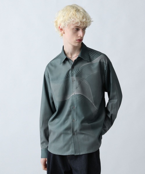 HARE（ハレ）の「ウェーブライン3Dシャツ(HARE)（シャツ/ブラウス・メンズ・オフホワイト/ブラック/カーキ・FREE）」の3枚目の写真