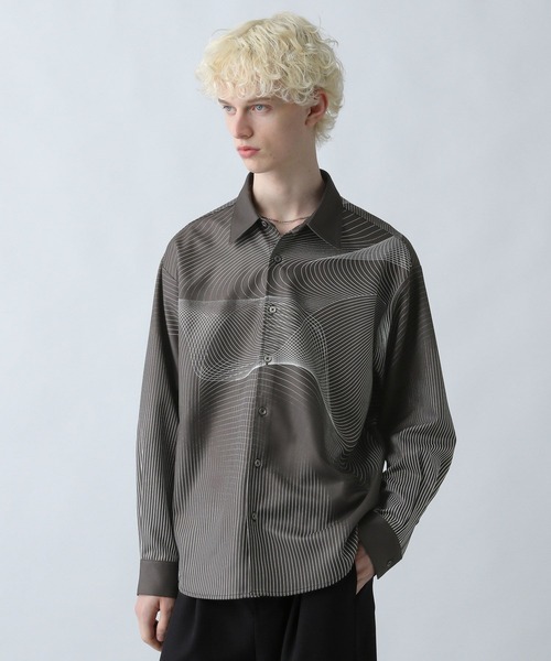 HARE（ハレ）の「ウェーブライン3Dシャツ(HARE)（シャツ/ブラウス・メンズ・オフホワイト/ブラック/カーキ・FREE）」の2枚目の写真