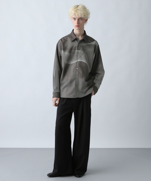 HARE（ハレ）の「ウェーブライン3Dシャツ(HARE)（シャツ/ブラウス・メンズ・オフホワイト/ブラック/カーキ・FREE）」の4枚目の写真