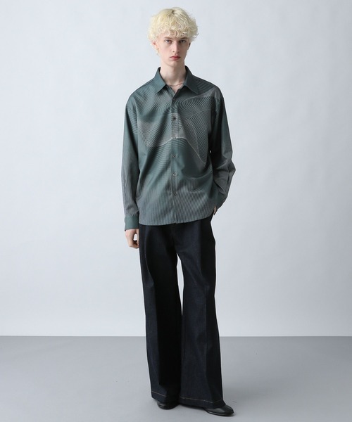 HARE（ハレ）の「ウェーブライン3Dシャツ(HARE)（シャツ/ブラウス・メンズ・オフホワイト/ブラック/カーキ・FREE）」の5枚目の写真