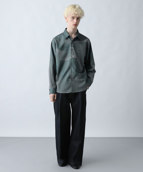 HARE（ハレ）の「ウェーブライン3Dシャツ(HARE)（シャツ/ブラウス・メンズ・オフホワイト/ブラック/カーキ・FREE）」の6枚目の写真