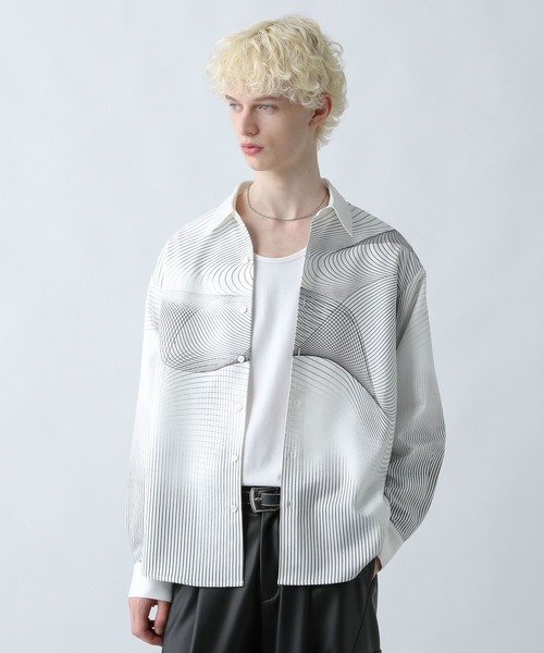 HARE（ハレ）の「ウェーブライン3Dシャツ(HARE)（シャツ/ブラウス・メンズ・オフホワイト/ブラック/カーキ・FREE）」の7枚目の写真