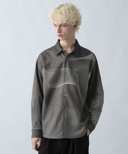 HARE（ハレ）の「ウェーブライン3Dシャツ(HARE)（シャツ/ブラウス・メンズ・オフホワイト/ブラック/カーキ・FREE）」の8枚目の写真