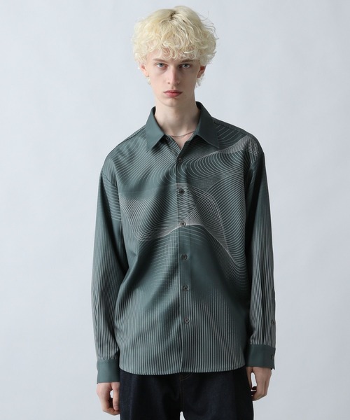 HARE（ハレ）の「ウェーブライン3Dシャツ(HARE)（シャツ/ブラウス・メンズ・オフホワイト/ブラック/カーキ・FREE）」の9枚目の写真