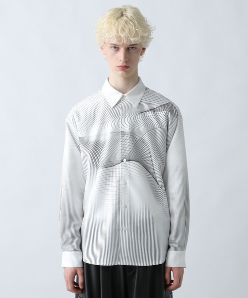 HARE（ハレ）の「ウェーブライン3Dシャツ(HARE)（シャツ/ブラウス・メンズ・オフホワイト/ブラック/カーキ・FREE）」の10枚目の写真