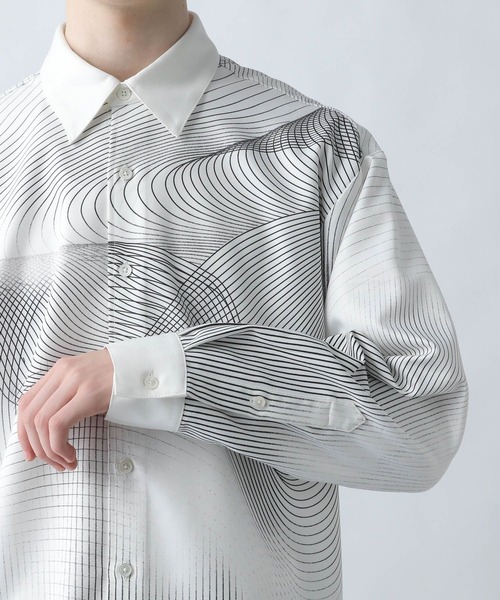 HARE（ハレ）の「ウェーブライン3Dシャツ(HARE)（シャツ/ブラウス・メンズ・オフホワイト/ブラック/カーキ・FREE）」の15枚目の写真