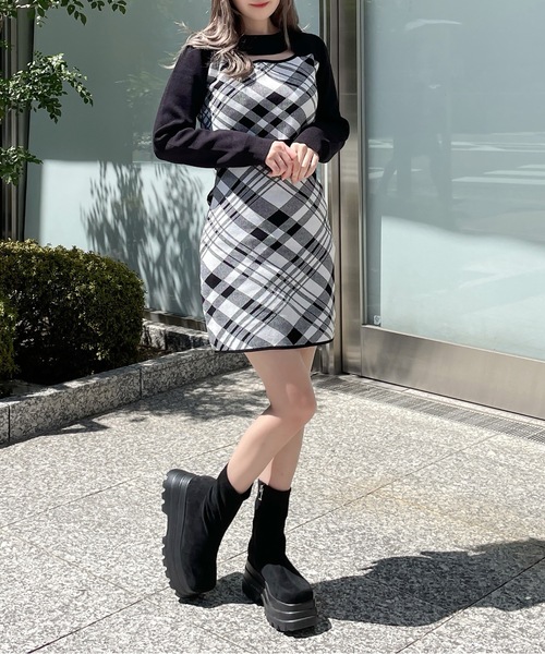 ジャガードバックリボンワンピース（ワンピース）｜abc une face（アー