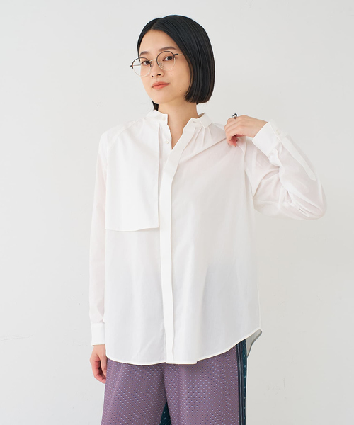 collex（コレックス）の「フラップミニ衿ブラウス（シャツ/ブラウス・レディース・ホワイト/ベージュ/ストライプ・フリー）」の20枚目の写真