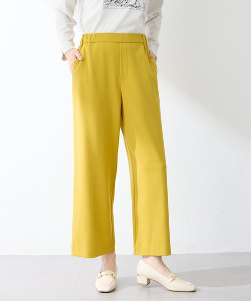 Petit Honfleur（プチオンフルール）の「【すご楽・通年素材】ストレッチワイドパンツ【カラー・チェック・千鳥・ウエストゴム】（その他パンツ・レディース・イエロー/アイボリー/グリーン/ベージュ/モカ・L/M）」の2枚目の写真