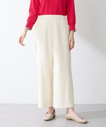 【すご楽・通年素材】ストレッチワイドパンツ【カラー・チェック・千鳥・ウエストゴム】