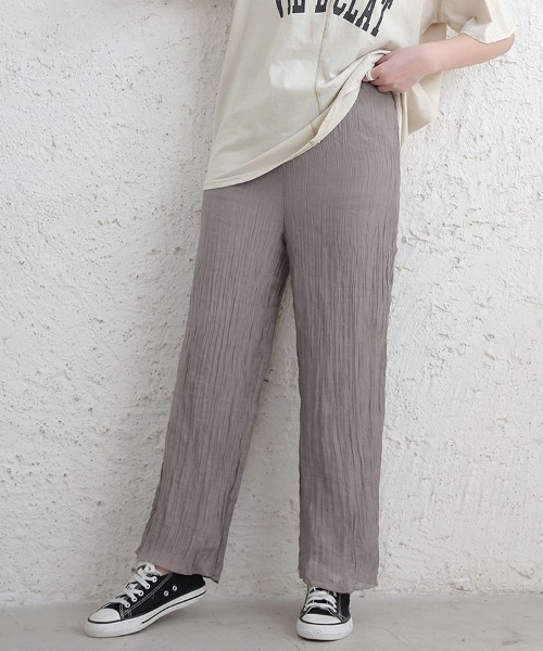 ONEP STAR(ワンピスター)の「シワ加工×ストレートラインワイドパンツ(その他パンツ・レディース・オレンジ/ブルー/グレイッシュベージュ/ブラック・MEDIUM)」の2枚目の写真