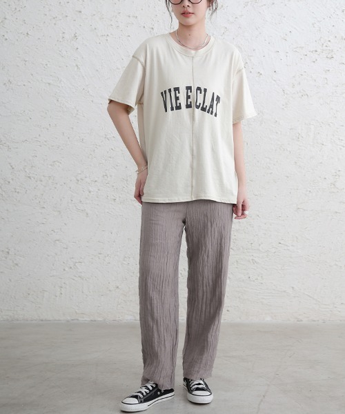 ONEP STAR(ワンピスター)の「シワ加工×ストレートラインワイドパンツ(その他パンツ・レディース・オレンジ/ブルー/グレイッシュベージュ/ブラック・MEDIUM)」の12枚目の写真