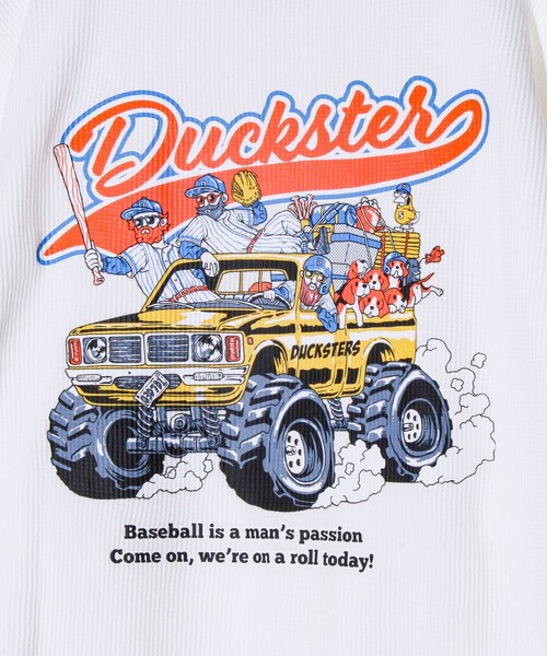 FREDY MAC（フレディーマック）の「【Duckster/ダックスター】ヴィンテージ調ワッフルロンT（Tシャツ/カットソー・メンズ・オフホワイト/ブルー/チャコールグレー・M/L）」の11枚目の写真