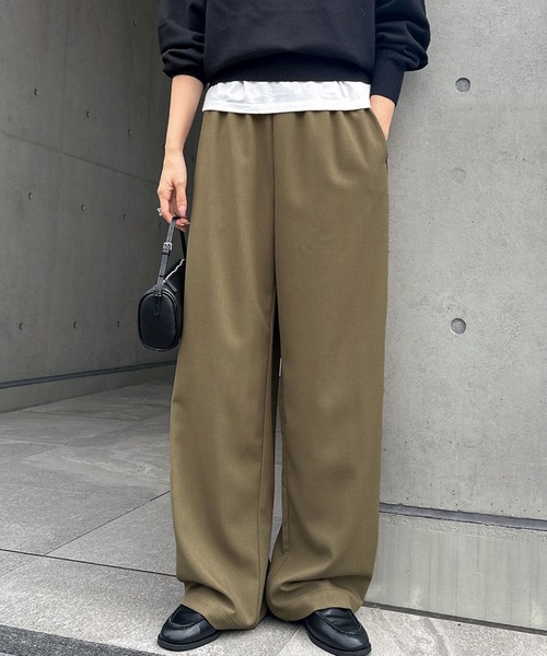 andme(アンドミー)の「【新色追加】とろみイージーワイドパンツ(スラックス・レディース・ブラック/ホワイト/チャコールグレー/ブラウン/ライトブラウン/ベージュ/ネイビー・S/M/L)」の5枚目の写真