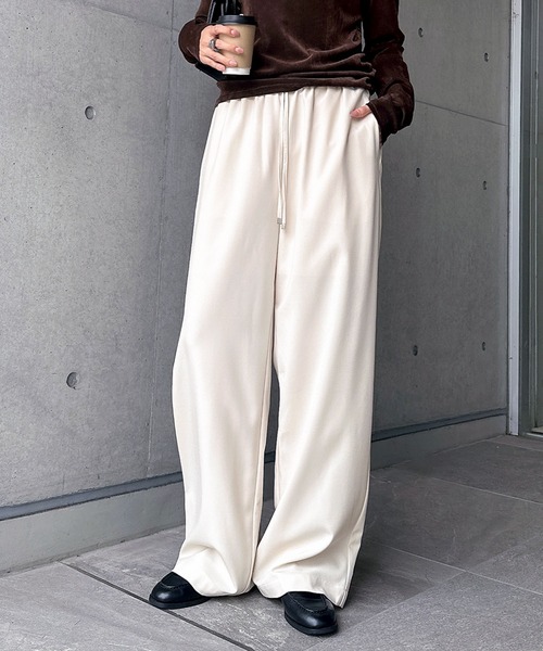 andme(アンドミー)の「【新色追加】とろみイージーワイドパンツ(スラックス・レディース・ブラック/ホワイト/チャコールグレー/ブラウン/ライトブラウン/ベージュ/ネイビー・S/M/L)」の11枚目の写真