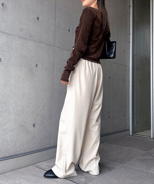 andme(アンドミー)の「【新色追加】とろみイージーワイドパンツ(スラックス・レディース・ブラック/ホワイト/チャコールグレー/ブラウン/ライトブラウン/ベージュ/ネイビー・S/M/L)」の13枚目の写真