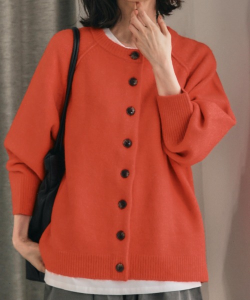 aquagarage（アクアガレージ）の「ドルマンスリーブニットカーディガン（カーディガン/ボレロ・レディース・オートミール/オレンジ/グレイッシュベージュ/ヘザーチャコール・M）」の4枚目の写真