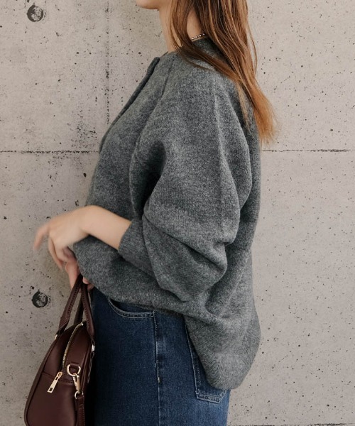 aquagarage（アクアガレージ）の「ドルマンスリーブニットカーディガン（カーディガン/ボレロ・レディース・オートミール/オレンジ/グレイッシュベージュ/ヘザーチャコール・M）」の5枚目の写真