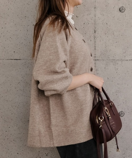 aquagarage（アクアガレージ）の「ドルマンスリーブニットカーディガン（カーディガン/ボレロ・レディース・オートミール/オレンジ/グレイッシュベージュ/ヘザーチャコール・M）」の10枚目の写真