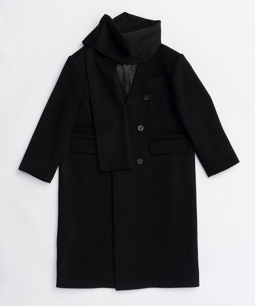 PRANK PROJECT（プランクプロジェクト）の「マフラー付きコート / Coat with Muffler（ノーカラーコート・レディース・グレー/ブラック・FREE）」の9枚目の写真