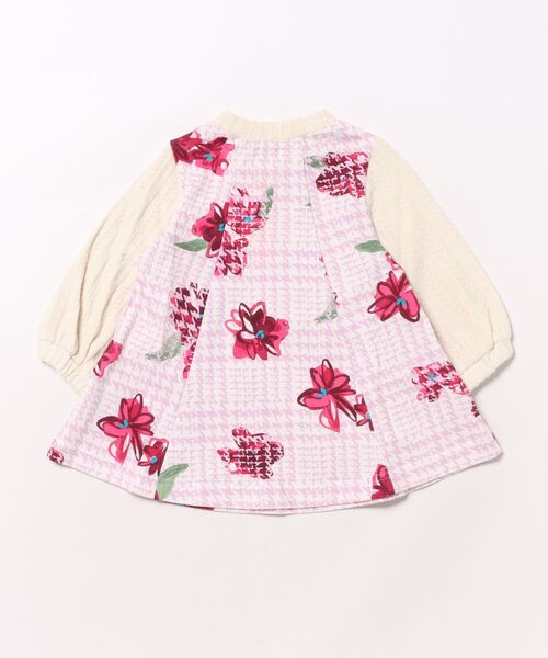 HAKKA BABY（ハッカベビー）の「[ベビー]グレンチェックアートスミレプリントミニ裏毛ワンピース（ワンピース・キッズ・ピンク・80ｃｍ/90cm）」の2枚目の写真