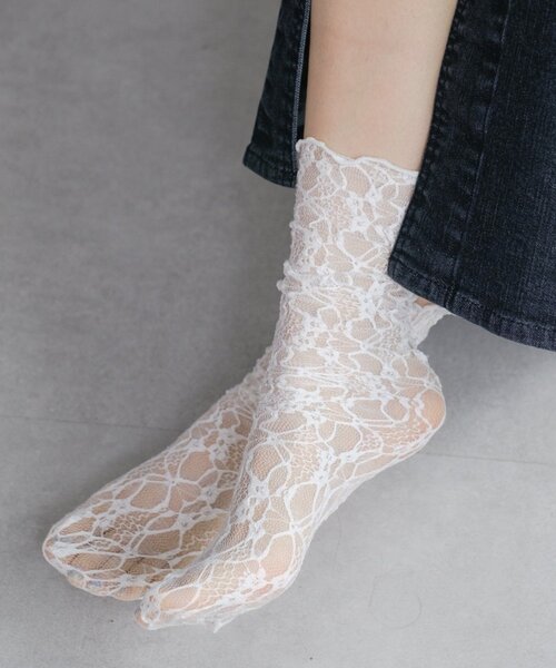 Kastane(カスタネ)の「レースソックス(ソックス/靴下・レディース・ブラック/ホワイト/アイボリー・FREE)」の1枚目の写真