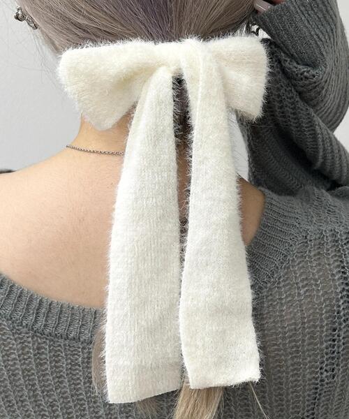 WEGO（ウィゴー）の「WEGO/シャギーニットリボンゴム（ヘアゴム・レディース・レッド/グレー/ブラック/ライトピンク/サックスブルー/ホワイト・FREE）」の2枚目の写真