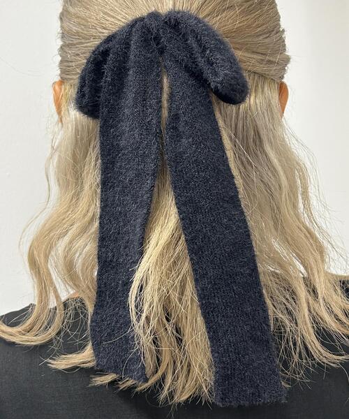 WEGO（ウィゴー）の「WEGO/シャギーニットリボンゴム（ヘアゴム・レディース・レッド/グレー/ブラック/ライトピンク/サックスブルー/ホワイト・FREE）」の3枚目の写真