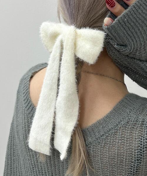 WEGO（ウィゴー）の「WEGO/シャギーニットリボンゴム（ヘアゴム・レディース・レッド/グレー/ブラック/ライトピンク/サックスブルー/ホワイト・FREE）」の7枚目の写真