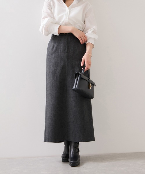VIS（ビス）の「へリンボーンIラインロングスカート/セットアップ対応（スカート・レディース・ダークブラウン/チャコールグレー・S/M）」の9枚目の写真