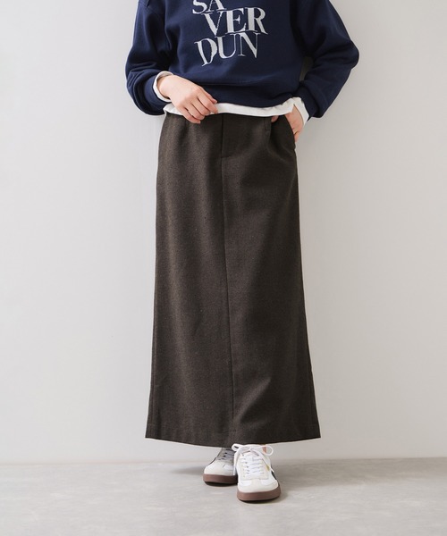 VIS（ビス）の「へリンボーンIラインロングスカート/セットアップ対応（スカート・レディース・ダークブラウン/チャコールグレー・S/M）」の3枚目の写真