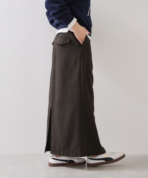 VIS（ビス）の「へリンボーンIラインロングスカート/セットアップ対応（スカート・レディース・ダークブラウン/チャコールグレー・S/M）」の4枚目の写真