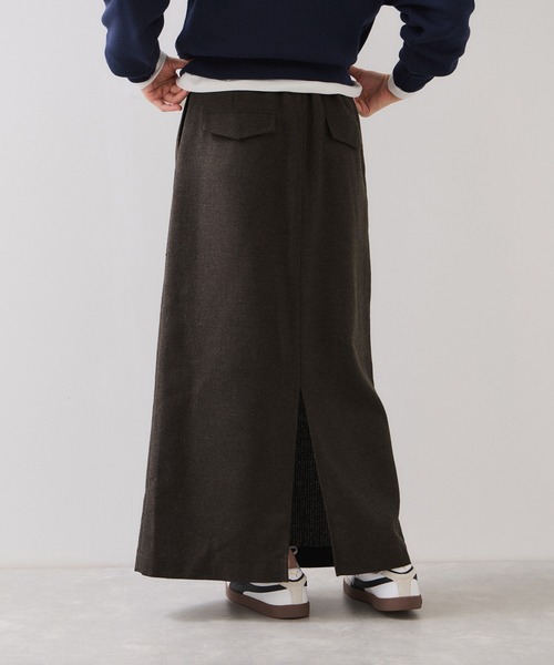 VIS（ビス）の「へリンボーンIラインロングスカート/セットアップ対応（スカート・レディース・ダークブラウン/チャコールグレー・S/M）」の5枚目の写真