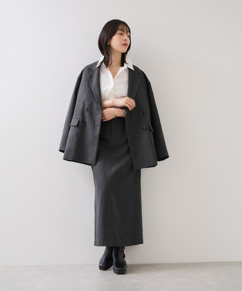 VIS（ビス）の「へリンボーンIラインロングスカート/セットアップ対応（スカート・レディース・ダークブラウン/チャコールグレー・S/M）」の17枚目の写真