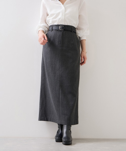 VIS（ビス）の「へリンボーンIラインロングスカート/セットアップ対応（スカート・レディース・ダークブラウン/チャコールグレー・S/M）」の10枚目の写真