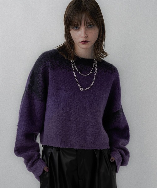 HARE（ハレ）の「グラデモヘヤニットプルオーバー(HARE)（ニット/セーター・レディース・ボルドー/ブルー/パープル/イエロー・FREE）」の2枚目の写真