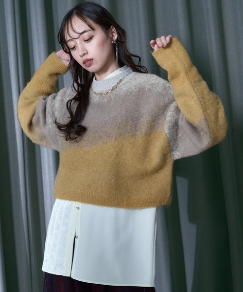 HARE（ハレ）の「グラデモヘヤニットプルオーバー(HARE)（ニット/セーター・レディース・ボルドー/ブルー/パープル/イエロー・FREE）」の3枚目の写真